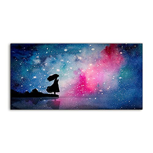 Art murale acrylique salon chambre 100x50cm Watercolor star impression deco moderne