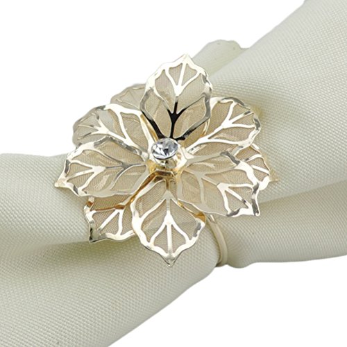 UUTAG 12 pcs Napkin Rings 3D Flower Serviette Buckle, Napkin Holder for Wedding DIY Party Dinner Birthday Banquet Mother's Day Supply Reception Catering