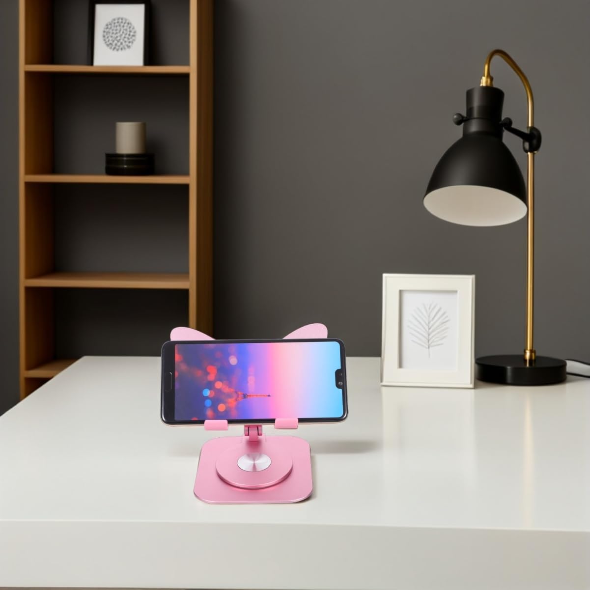 Homoyoyo Supporto Pieghevole Rosa in Alluminio per Cellulare Lega | Scrivania e Viaggio, Design Compatto Antiscivolo, Supporto Regolabile per Smartphone