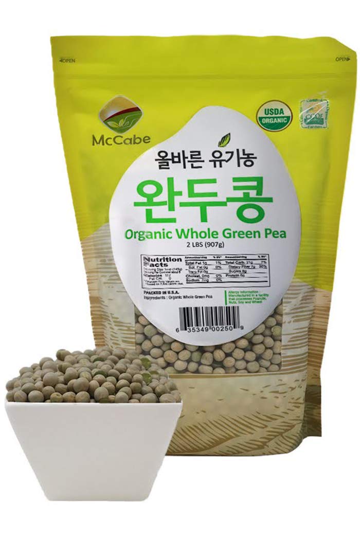 McCabe Organic Whole Green Pea - Green Peas | Rich with Fiber & Minerals | USDA and CCOF Certified | Packed in USA | 2Lbs