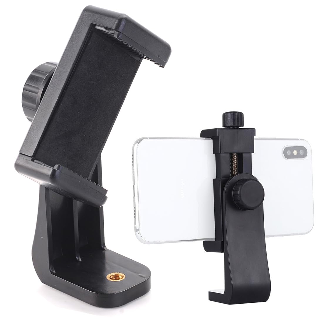 Premium Smartphone Holder Vertical Horizontal Tripod Mount Adapter Rotatable Bracket with 1/4 inch Screw Adjustable Clip for Cell Phone, Selfie Stick, Camera Stand