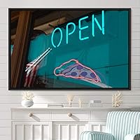 Framed Canvas Wall Art Illuminated Words 3D Industrial Inspirational Multicolor Neon Pop Art Quotes Typography Urban - 16x24 inches