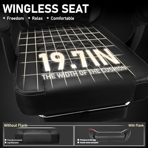 Gaming Chair with Pocket Spring Cushion, Video Game Computer Chair with Footrest for Adults, High Back Gamer Leather Chair with Headrest and Lumbar Support for Office Gaming 300LBS - Image 6
