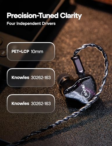 Image of Linsoul ZiiGaat Crescent in Ear Monitor, Premium 2DD+2BA Hybrid IEM Earphone, Isobaric Bass, Vintage Analog Sound, 3D-Printed Resin Shell, with Detachable IEM Cable for Musicians /Studio