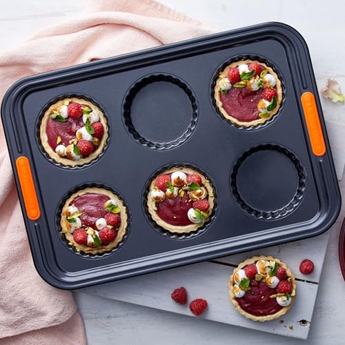 Le Creuset Antihaft Tarteform, Für 6 Stück, Sauerteigbeständig, Aus Karbonstahl gefertigt, Anthrazit/Orange, 94102939000000 – Ansicht 4