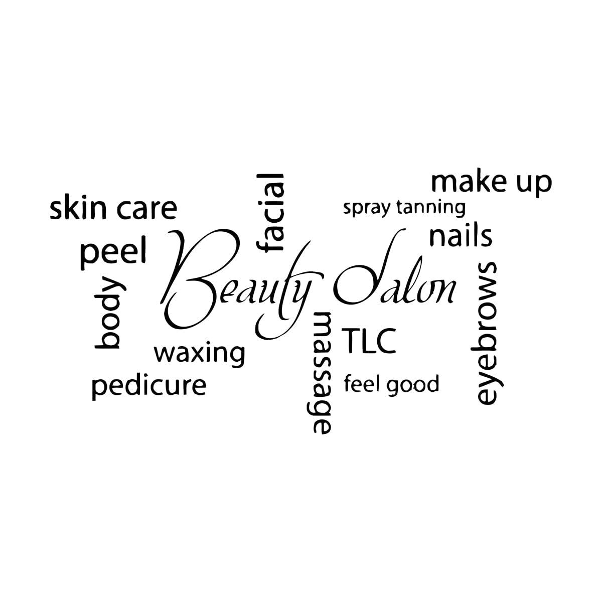 Lzhouting Wall Stickers 5673 Beauty Salon Colwords - Vinyl Wall Art Sticker Decal Hair Beauty Studio Wall Decal Waterproof Diy Murals Large - 48X91cm