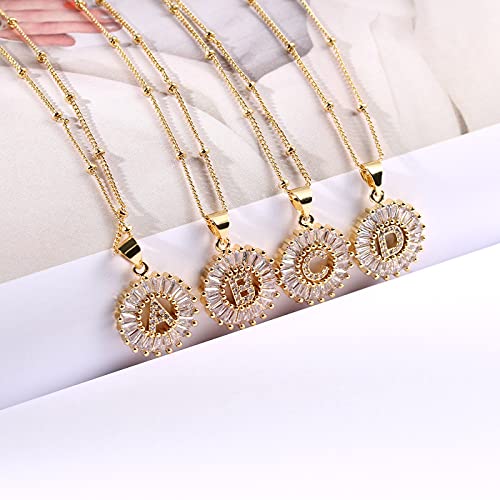 Initial A-Z Letter Pendant Necklace for Girlfriend Women & Girls, Cubic Zirconia Capital Letter Drop Necklace Gold Plated Cooper Chain 18inch3