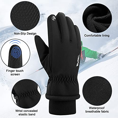 Image of Gustave GUESTAVE Gloves for Men Winter Wear Women Winter Gloves Warm Bike Riding Gloves Touch Screen Finger Microfiber Anti-Slip Design Windproof Waterproof Snow Ski Gloves | Microfiber Anti-Slip Design Windproof Waterproof Snow Ski Gloves