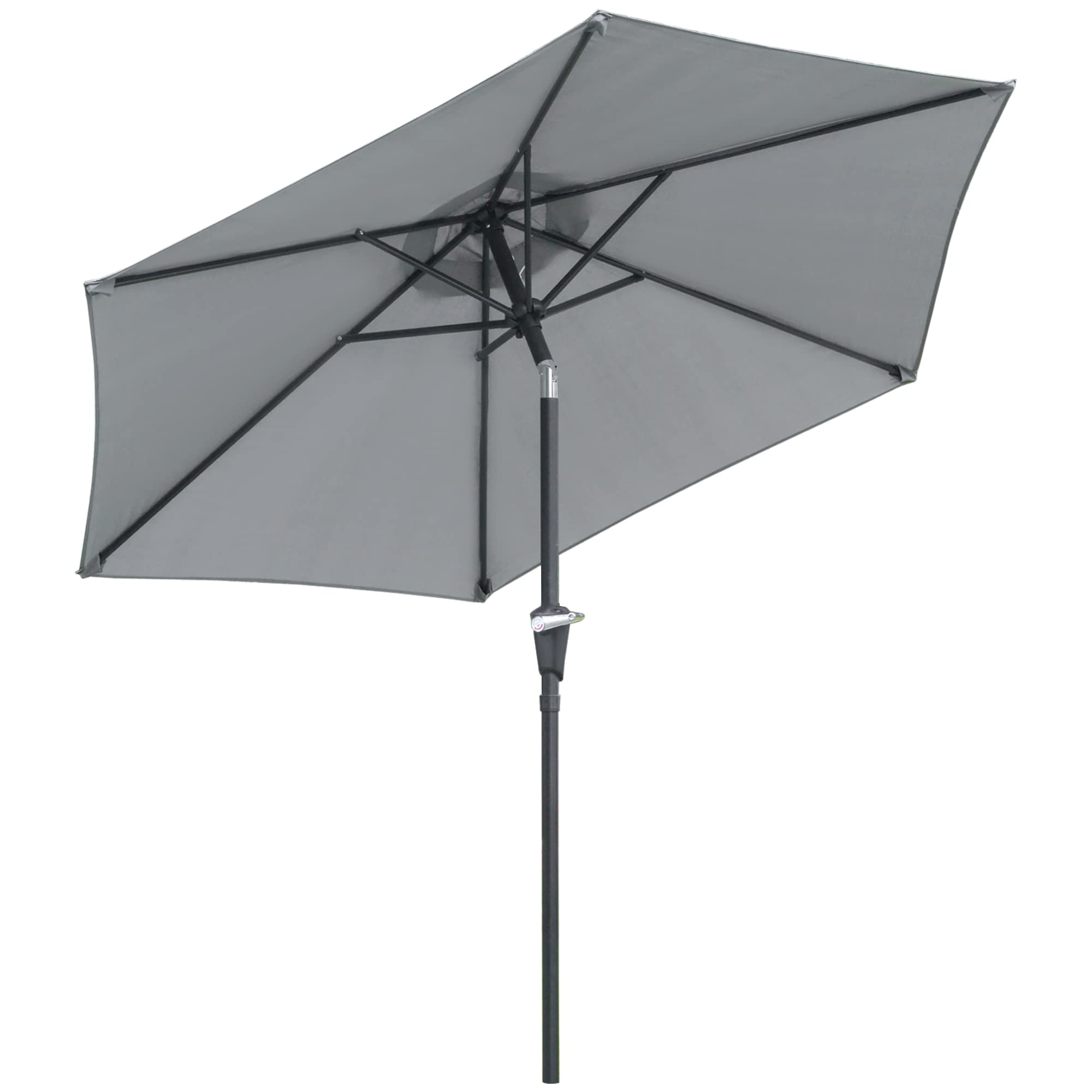 Outsunny Sombrilla Terraza Exterior Ø230 cm Sombrilla de Jardín con Ángulo Ajustable y Manivela Impermeable Parasol para Patio Terraza