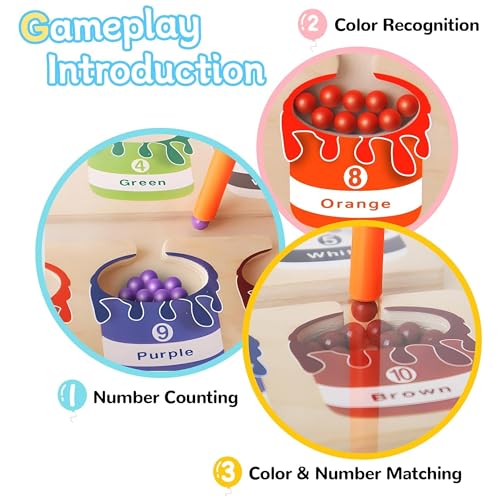 Image of Kidology Magnetic Color and Number Maze, Montessori Toys for 2+ Year Old, Wooden Magnet Board Counting & Color Sorting Toddler Activities Educational Fine Motor Skills Toys Gifts