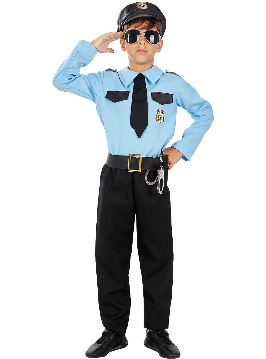 Funidelia | Disfraz de policía para niño Guardia, Agente, FBI, Profesiones - Disfraz para niños y divertidos accesorios para Fiestas, Carnaval y Halloween - Negro