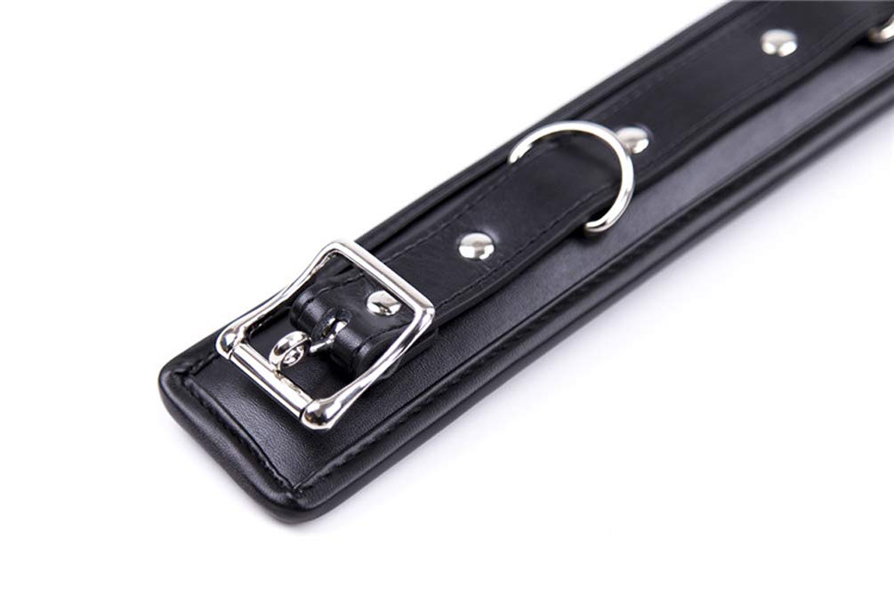 Unisex Collar Cuero SM Collares Bondage Collar Erótico Juguetes Sexuales (Negro y Suave) BDSM Fetiche Collares Lino, Negro , 34 à 46 cm
