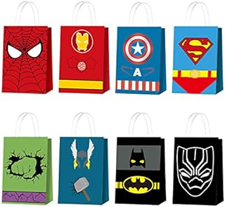 16PCS Superhero Party Bags Party Favor Gift Goodie Treat Candy Kraft Paper Bags for Party Supplies
