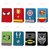 Jelacy 16PCS Superhero Party Bags Party Favor Gift Goodie Treat Candy Kraft Paper Bags for Superhero...