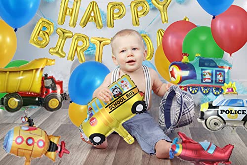 Msmancy Transportation Birthday Decorations For Boys Birthday Party - Happy Birthday Banner,Transport Vehicles Foil Balloons Birthday Decor Kit For Kids Birthday (All Set) #TOP2