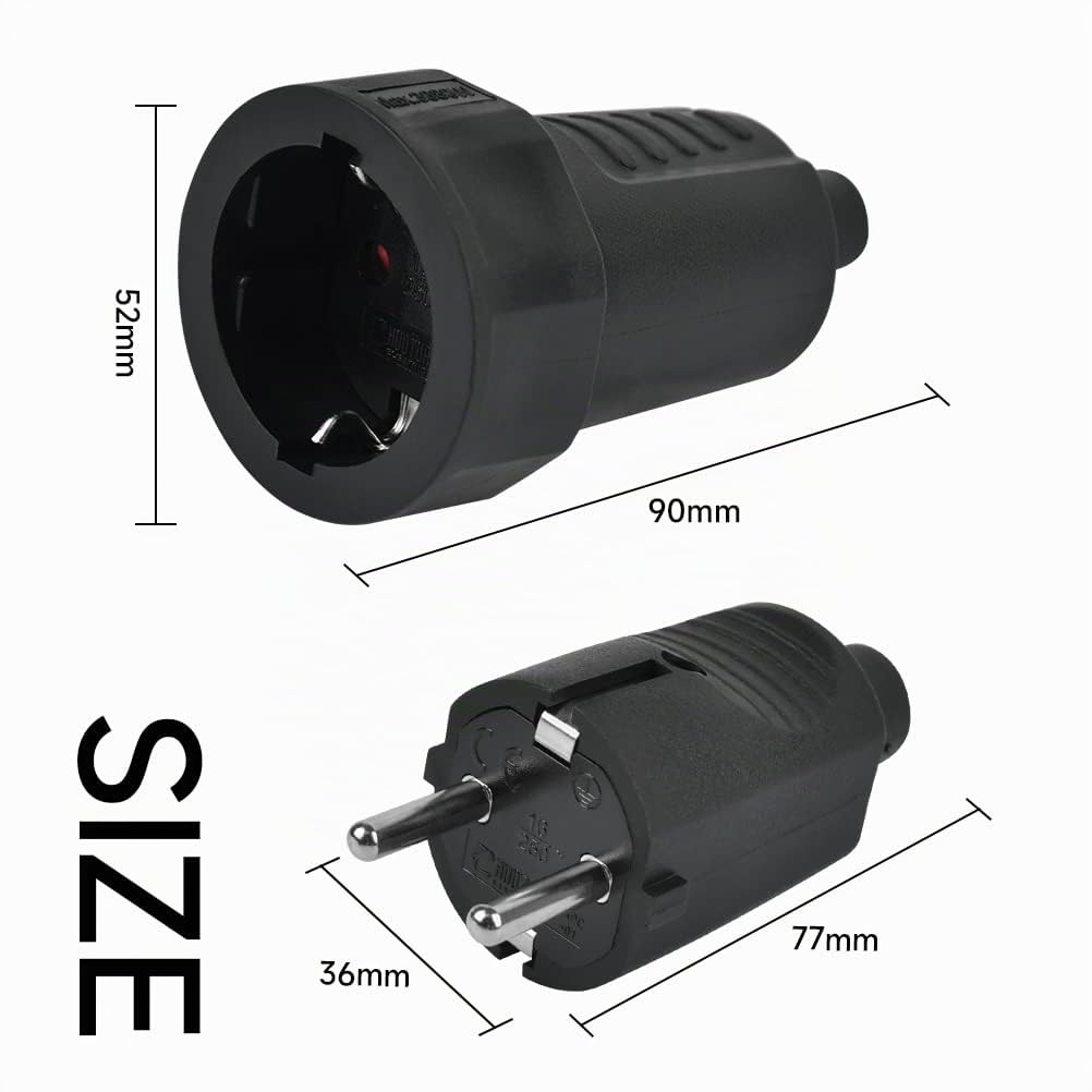 3 Enchufes Macho y Hembra IP44 TIMESETL Clavija Enchufe Macho y Hembra 16A/250V Macho y Hembra Enchufe Macho Exterior Impermeable Enchufe de Contacto de Protección de Sebs, para Cables de 6-10MM