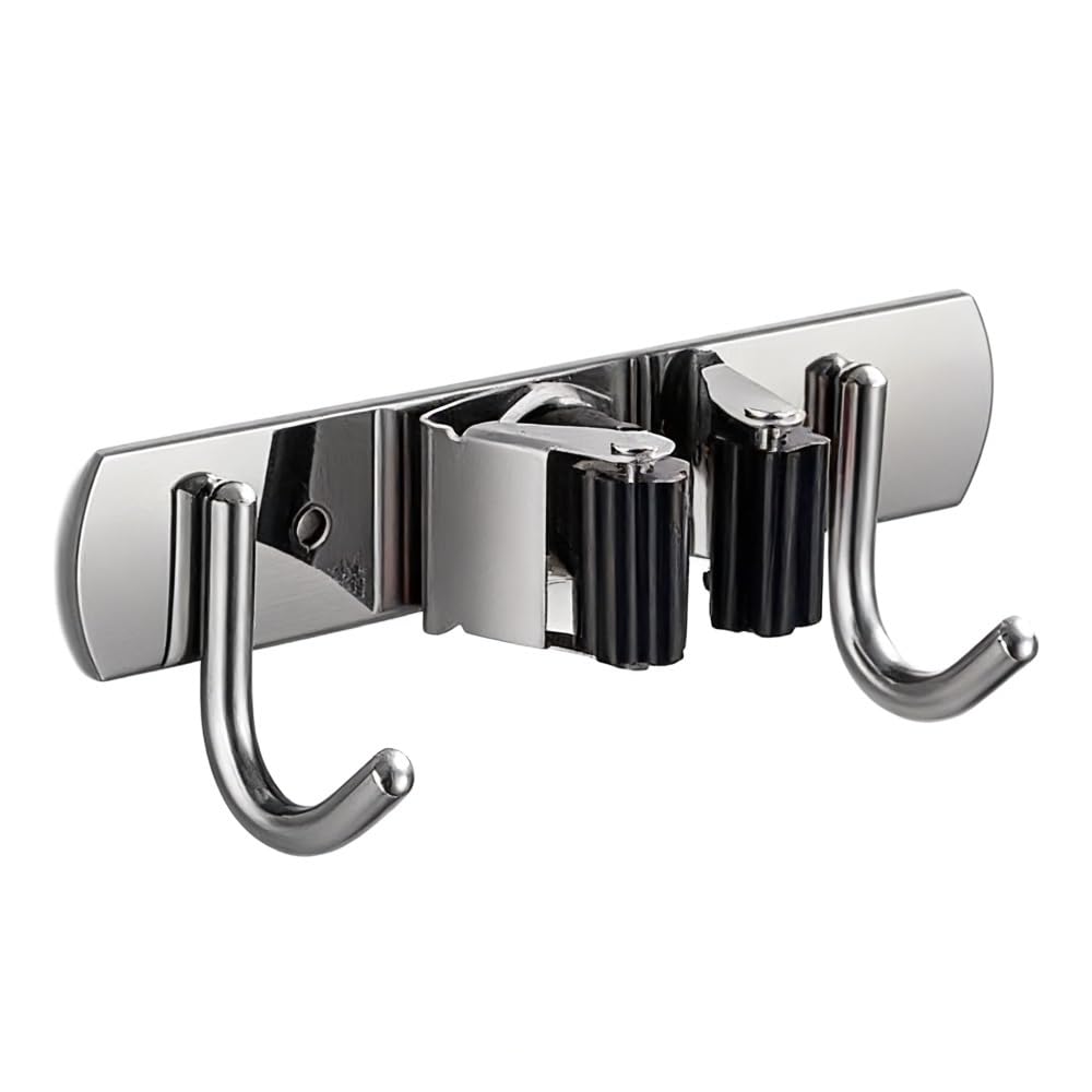 NVISRHDP SUS304 Stainless Steel Non-Drilling Mop Broom Holder