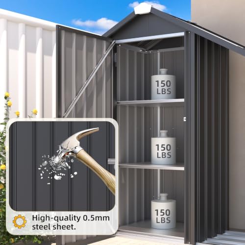 Image of AECOJOY Outdoor Storage Cabinet Waterproof with Shelves and Firewood Rack