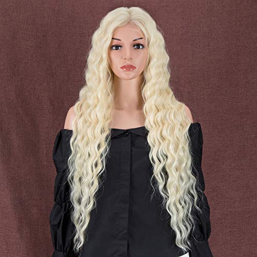Style Icon Perücke mit Filmansatz Super Lange Lace Front Wigs für Frauen Kunsthaar Wasserwelle Perücken mit Mittelscheitel Damen Wig 76cm Kunstfaser synthetische Faser (30", 613) Cover