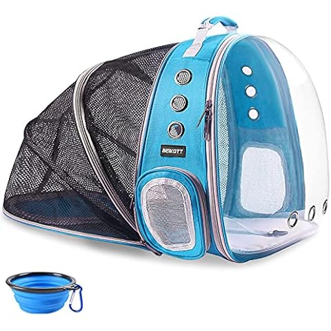 BEIKOTT Back Expandable Cat Backpack, Pet Dog Backpack Carrier for Small Cats Dogs and Birds, Transparent Space Capsule Backpack for Travel/Hiking/Outdoor Cover