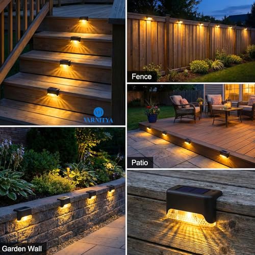 Image of Solar Light for Outdoor Garden Waterproof Home Wall Lights, Solar Lamp for Stair, Deck, Balcony, Terrace, Garden, Fence Decoration (16, Medium)