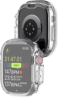 جراب مصنوع من البولي يوريثين المقاوم للحرارة لحماية متكاملة لساعة ابل ووتش سلسلة 8 الترا 49 ملم من موبيليك، (شفاف)، بولي يوريثين اللدن بالحرارة