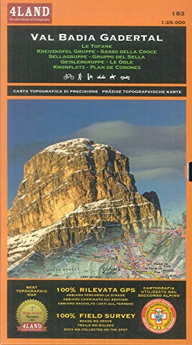  Val Badia. Le Tofane. Sasso della Croce. Gruppo del Sella. Le Odle. Plan de Corones 1:25.000. Ediz. italiana, inglese e tedesca
