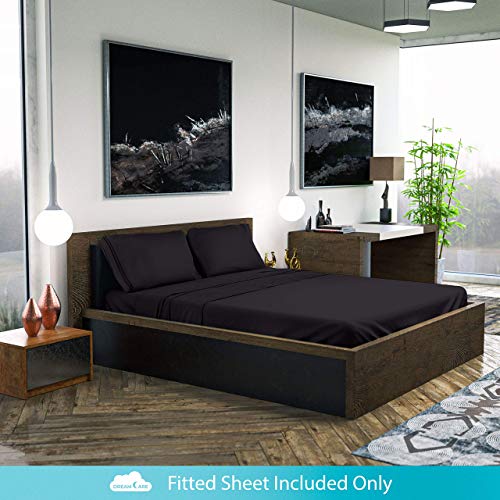 Dreamcare Fitted Sheet Queen Size - Deep Pocket Fitted Sheet - Fits Up To 15 Inch Mattress - Deep Pocket Queen Sheets - Hotel Luxury - Shrinkage & Fade Resistant - 1 Fitted Sheet Only (Black, Queen) #TOP6