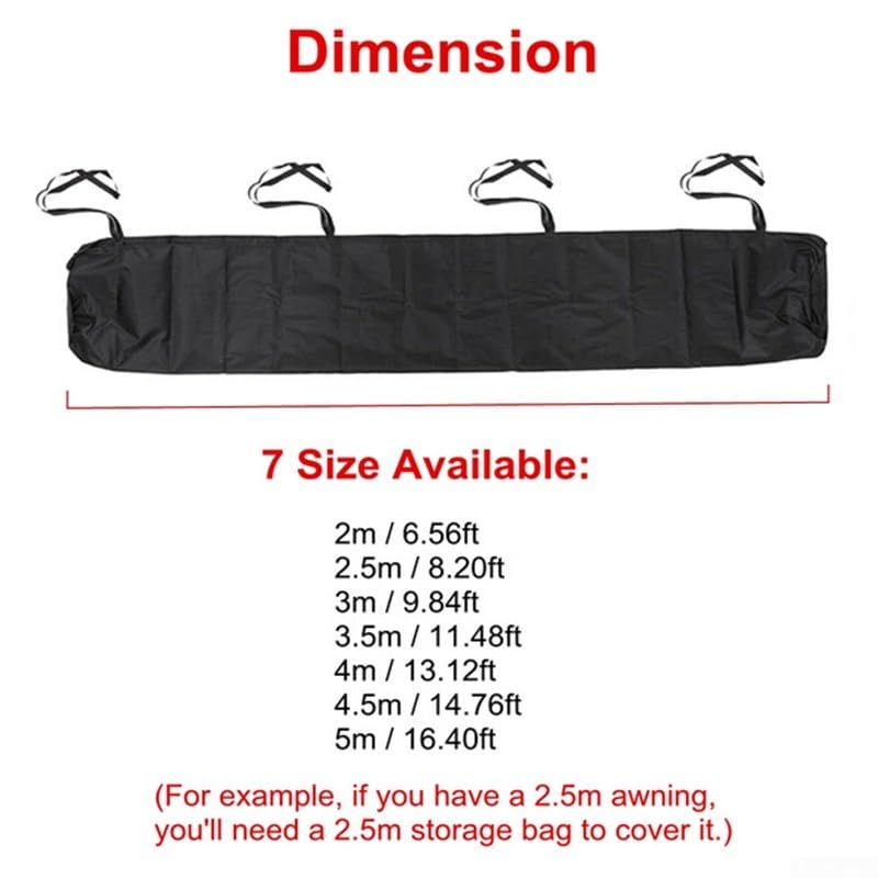 Custodia protettiva per tende da sole, copertura per tende da sole per la conservazione in inverno, protezione solare (2,5 m nero)