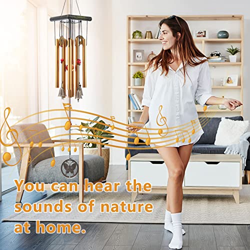 Image of Chinese Traditional Retro 8 Tubes 5 Bells Bronze Yard Garden Outdoor Living Wind Chimes 60cm