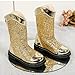 Glitter Cowgirl Boot for Girl Back Zip Up Sparkly Western Riding Boots Mid Calf Low Heel Toddler Little Kids Shoes