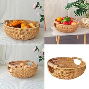 Cnrfeoap Rattan Mehrzweckkorb mit Holzgriffen