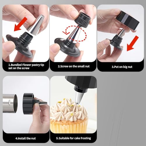 Stainless Steel Cookie Press Gun with 13 Discs & 8 Icing Nozzles, Baking Tools Set, for Effortless Cookie Making and Frosting Decoration - Thumbnail 5