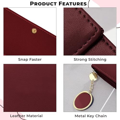 Image of Kraptick Women's Wallet - Compact Purse Clutch Wallet for Women, Stylish Card Coin Holder, Debit Card Holder, Money Organizer and Travel Wallet for Women with 14 Slots-(Red)