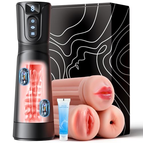 Elektrischer Masturbator Masturbieren für Männer, 9 Dual-Vibrations 9 Saugen Sex Spielzeug für die Männer Vibratorensets, 3 Hülle Taschenmuschi Sexspielzeug Penis Stimulator Sex Toys