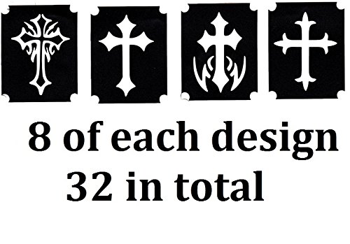 Religion Tattoo Stencil Collections (32 Tattoo Glitter Airbrush Stencil Cross)