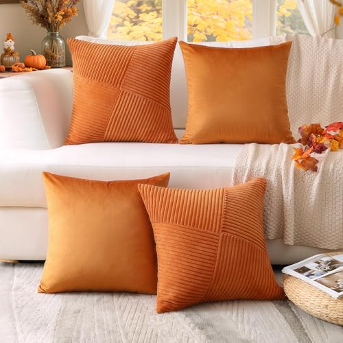 OTOSTAR Set of 4 Fall Burnt Orange Decorative...