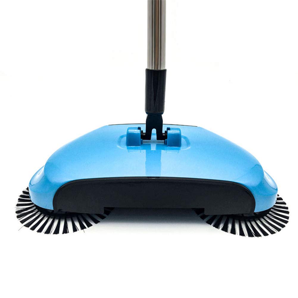 Balayeuse domestique robot de balayage poussé à la main, balai de nettoyage rotatif à 180 °, balai à séchage rapide, balayeuse manuelle (2 chiffons, bleu foncé)