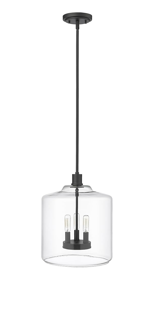 ML Lighting | Asheville Collection | 46933-MB | Metal 3-Light Pendant in Matte Black with Clear Glass Shade | Adjustable 3-Section Stem Design | Modern Design with an Heirloom Quality by ML Lighting - Used condition - Image 4