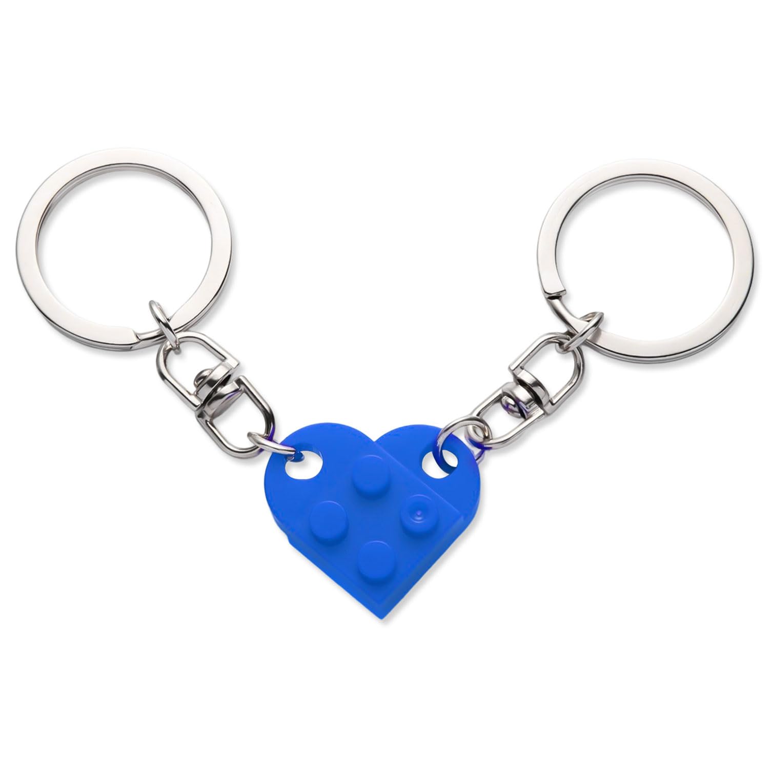 Couple Heart Keychain for Lego Brick, Matching Keyrings and Red Jewelry Box Set Heart Key Chain for Boyfriend Girlfriend