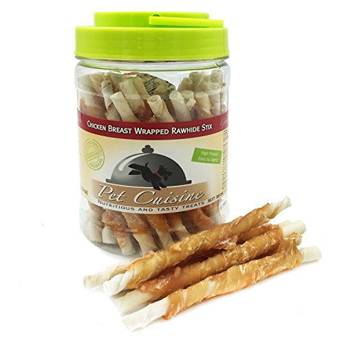 Pet Cuisine Dog Treats Puppy Chews Training Snacks,Chicken Breast Wrapped Rawhide Stix 12 oz