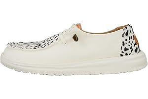 HEYDUDE Women's Wendy Leopard Animal Print Slip-On Loafers Casual Canvas Shoes