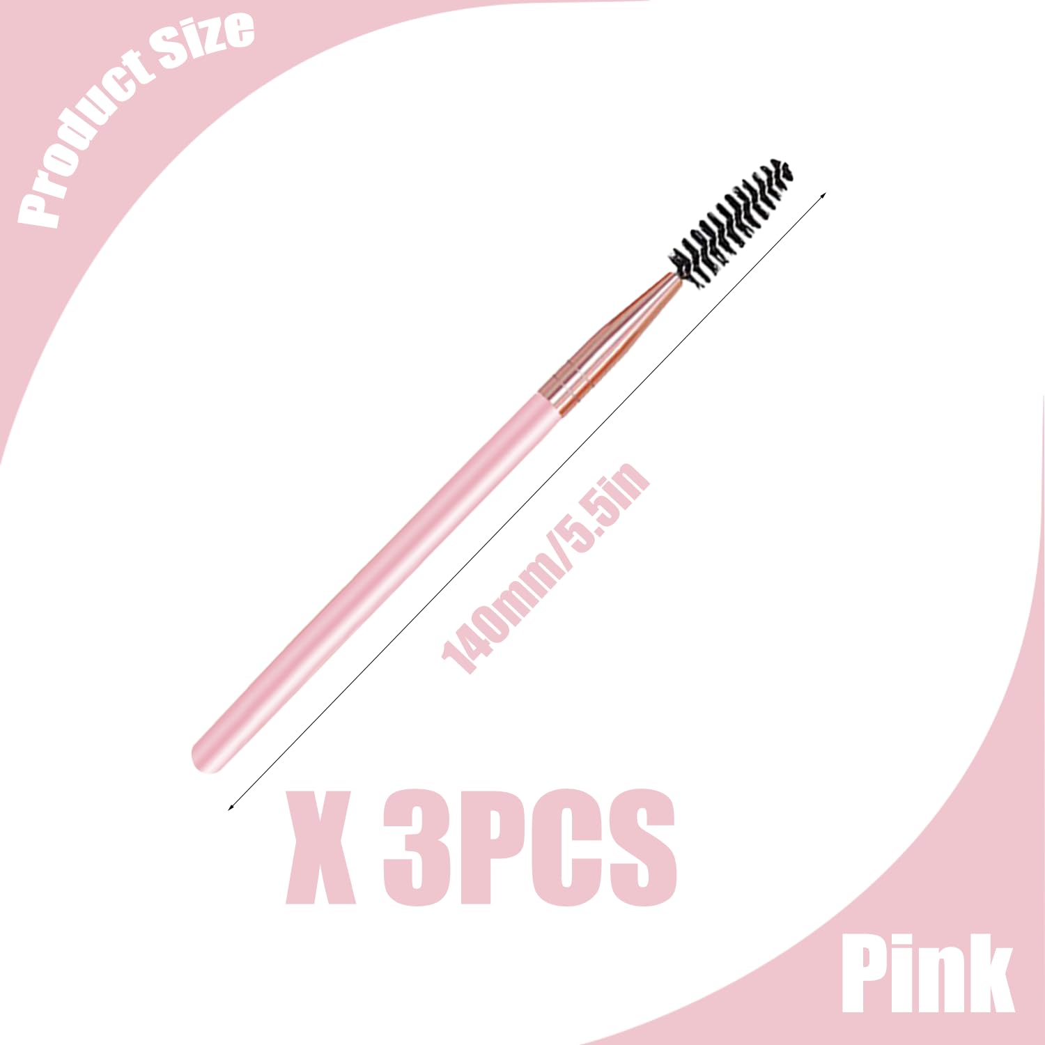 3 Pièces Brosse à Sourcils, Goupillon Cils, Pinceau Goupillon Applicateur de Mascara, Brosse à Sourcils, pour Façonner et Modeler les Sourcils