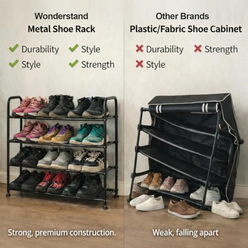 Image of 1ABOVE 5-Tier Metal Shoe Rack | for Home /Closet /Entryway & Bedroom | Strong & Durable Steel Shoe Organizer | Easy Assembly (Black, 5-Shelf)