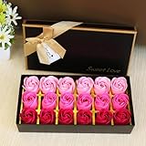 Bibabala Box of Flora Scented Roses Flower Bath Soap, Rose Petals Soap for Bath, Rose Petals Body Soap in Gift Box for Valentine's Day Anniversary, Best Gifts for Her Women Girls(Pink)