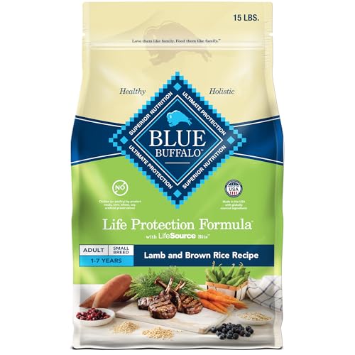 Blue Buffalo Life Protection Formula Adult Small Breed Dry Dog Food, Supports High Energy Needs, Made with Natural Ingredients, Lamb & Brown Rice Recipe, 15-lb Bag