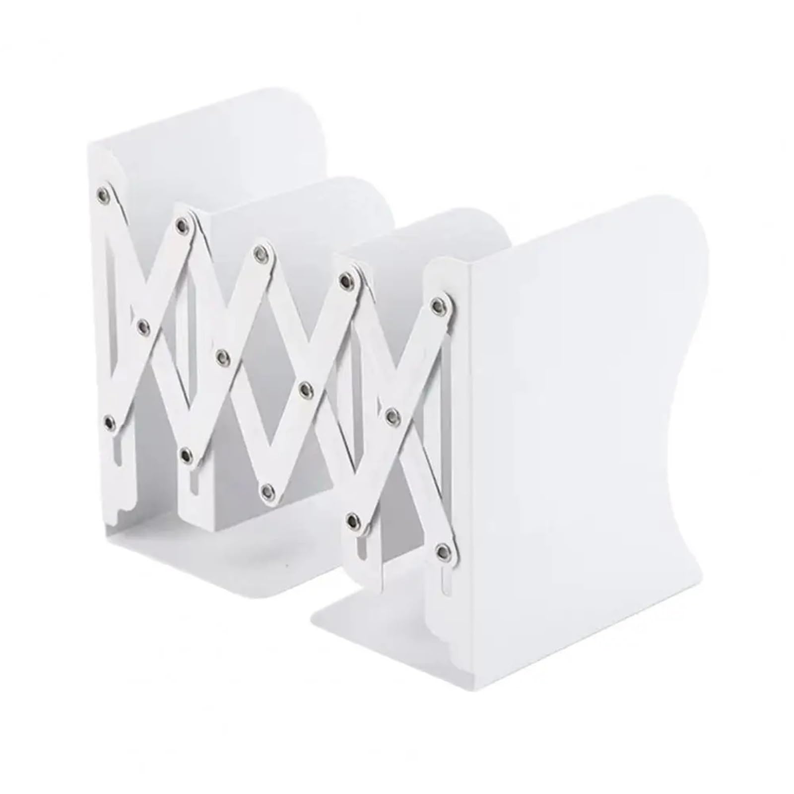 Desktop Bookends 1pcs Macaron Color Retractable Bookend Desk Expandable Book Holder with Non-Slip Base Metal Office Home Study for Home Office School Library(White)