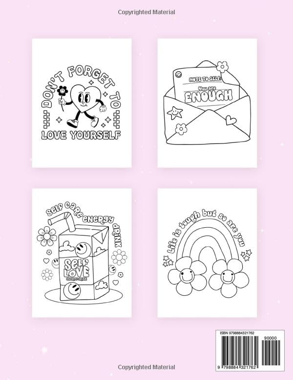 Self Love Coloring Book: Cute Aesthetic Illustrations with Affirmations Stress Relief for Adults and Teens Relaxation and Anxiety Relief Activities for Women Self Love Gifts image 3