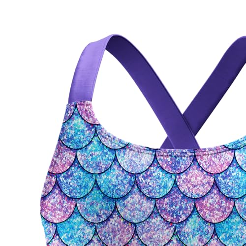 LQSZ Girls One Piece Floral Skirted Swimsuit Modest Beach Swim Dress for Kids 3-12Years4