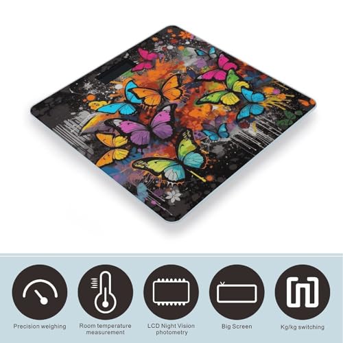 Báscula digital de baño con diseño de mariposas miniatura 3